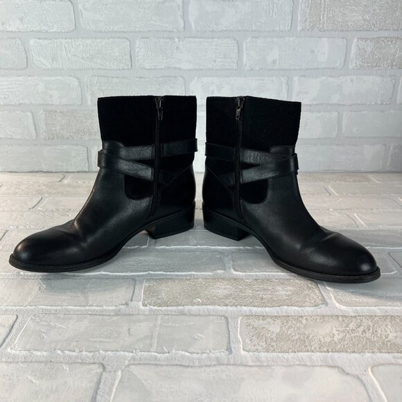 Ralph Lauren Makalia Boots Womens 8 Black Leather Suede Ankle Zip Buckle Riding - Picture 8 of 14